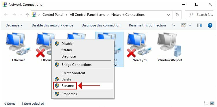 Preimenujte omrežno povezavo v sistemu Windows 10