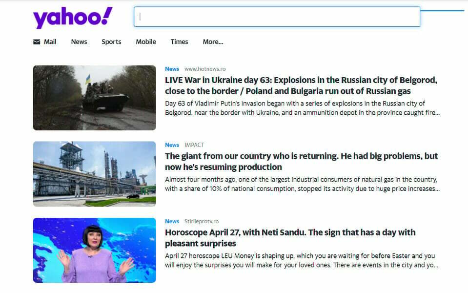 tymczasowy błąd Yahoo News: 19. 