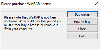 winrar satın alma penceresi Winrar'ın süresi doldu bildiriminden nasıl kurtulurum