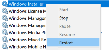 Neustart von Windows Installer