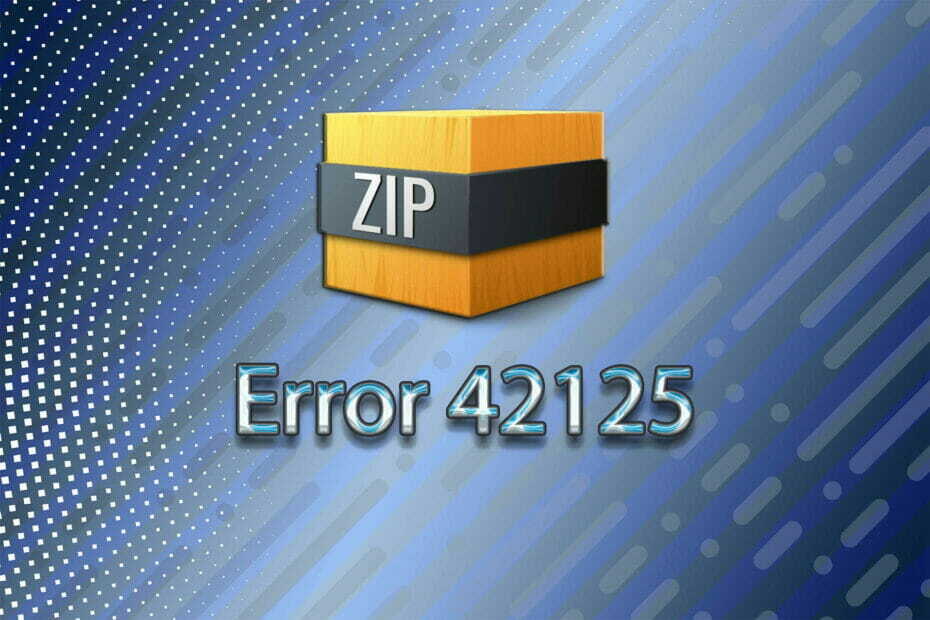 תיקון שגיאה 42125 ארכיון ZIP פגום