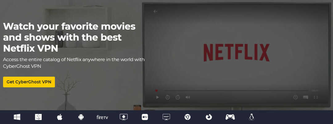 usa CyberGhost VPN per sbloccare Netflix