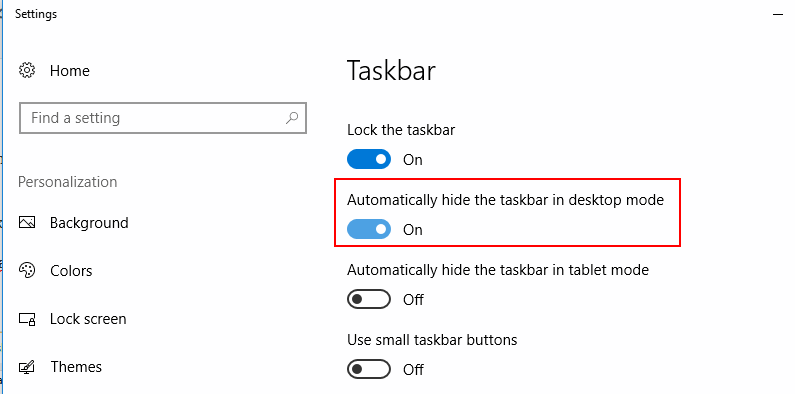 Hur man automatiskt döljer aktivitetsfältet i Windows 10 i två steg