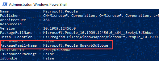 Windowsi Powershelli märkmepaketi perekonnanimi