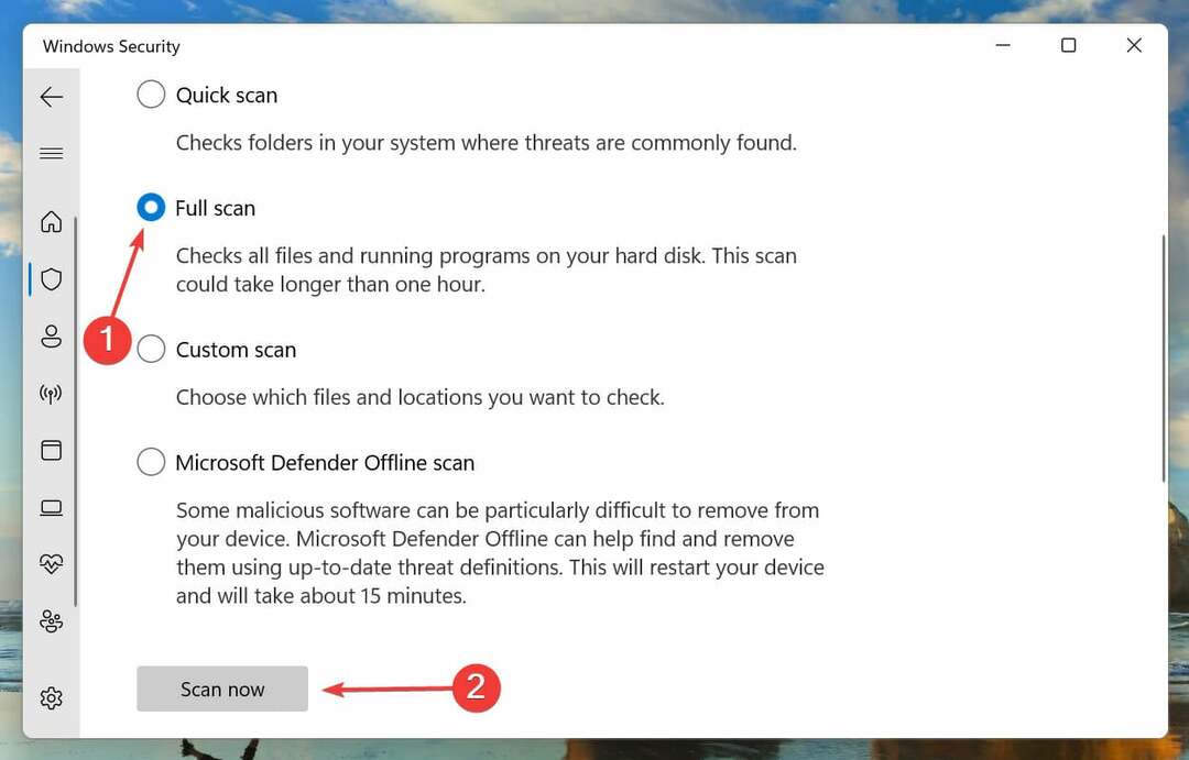 Führen Sie einen vollständigen Scan aus, um die Neustartschleife in Windows 11 zu beheben