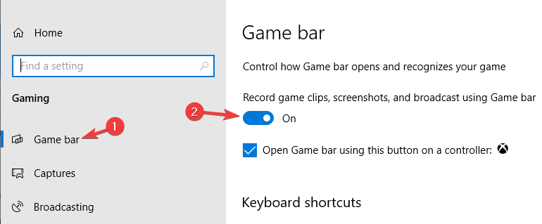 Windows 10 So entfernen Sie die Einstellungen der Xbox-Gaming-Overlay-Spielleiste