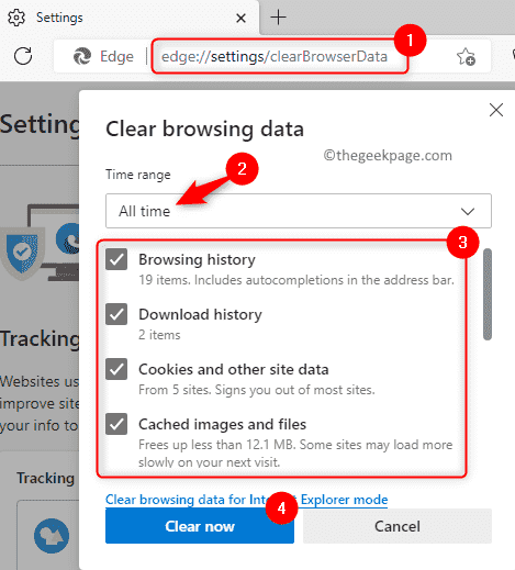 Edge Clear Browser Data Min