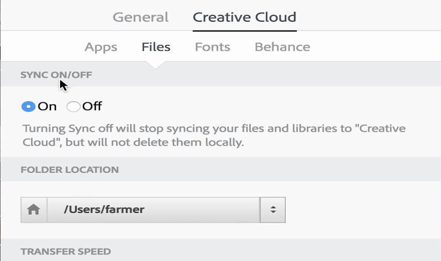 Sünkroonimise sisse- ja väljalülitamise valik Adobe Creative Cloud keelab failide sünkroonimise