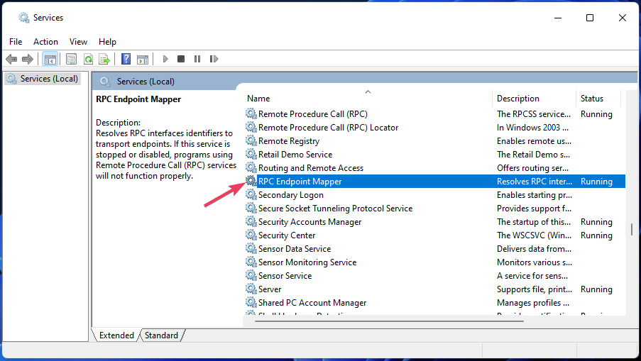 „RPC Endpoint Manager“ „Windows“ garso paslauga sugenda „Windows 11“.