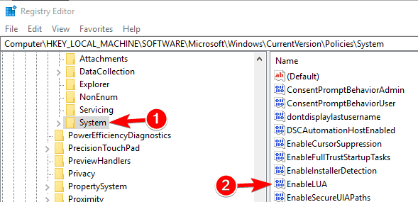 enableLUA kayıt defteri Windows 10, Microsoft hesabımda oturum açmama izin vermiyor