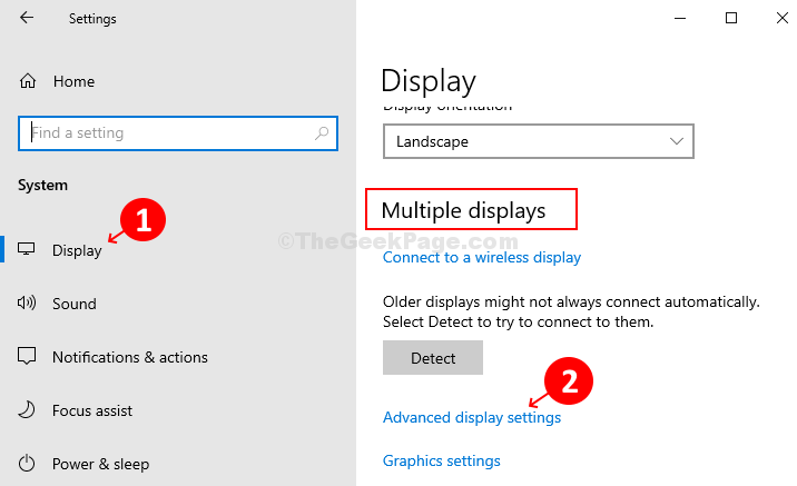 System Display Multiple Visar avancerade displayinställningar