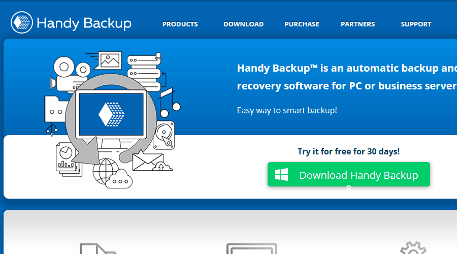 „Handy Backup“ automatinės atsarginės kopijos programinė įranga