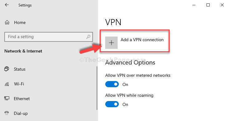 סימן פלוס הוסף חיבור VPN