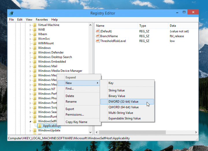 Windows 10 реестра wind8apps