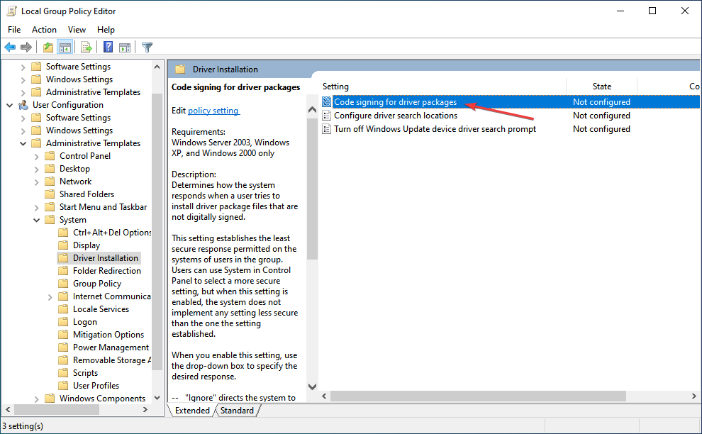 Firma de código para pacotes de controladores para desabilitar o aplicativo de empresas de controladores do Windows 11