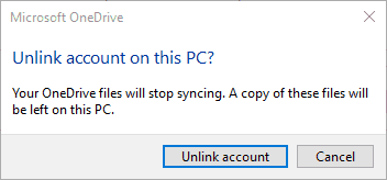 Konto auf diesem PC aufheben onedrive