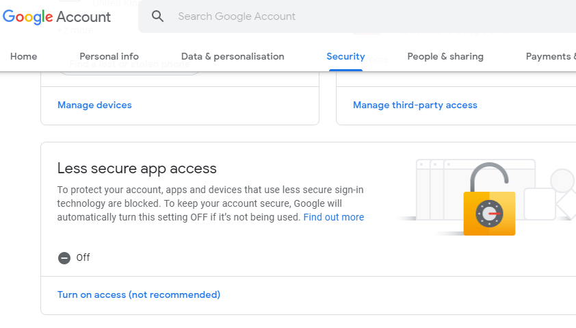 Opzione app meno sicura Gmail continua a chiedere la password