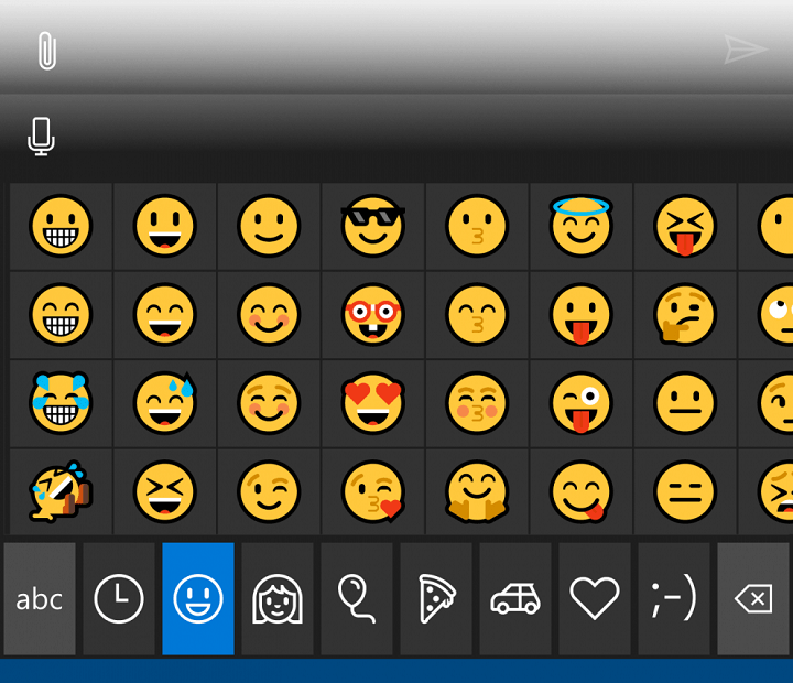 Bei der Eingabe von Emojis im neuesten Windows 10-Build werden weniger Felder angezeigt