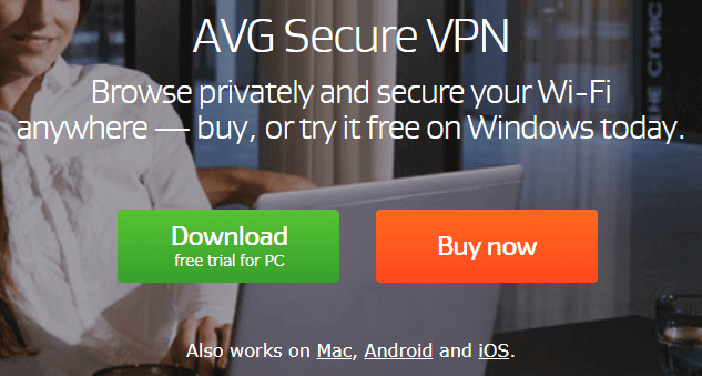 Anda dapat mengunduh uji coba gratis AVG Secure VPN