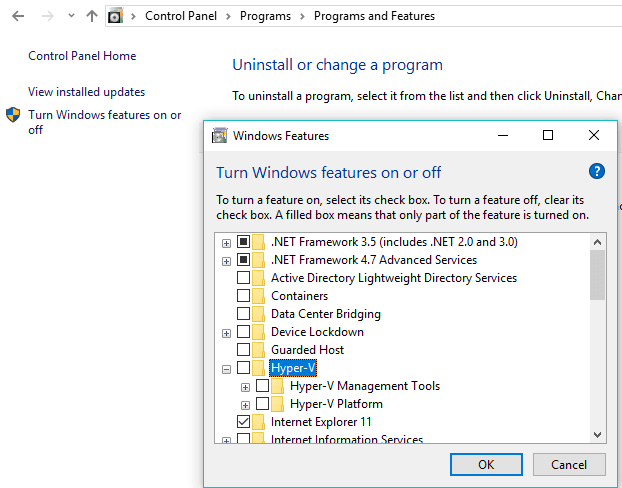 ottaa Windowsin ominaisuudet käyttöön tai poistaa käytöstä luotetun alustan moduulin