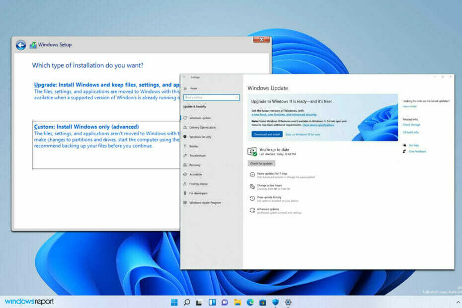 Nadgradnja sistema Windows 11 v primerjavi s čisto namestitvijo