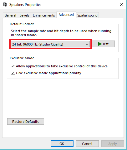format suara default Youtube Audio renderer error Silakan restart komputer Anda