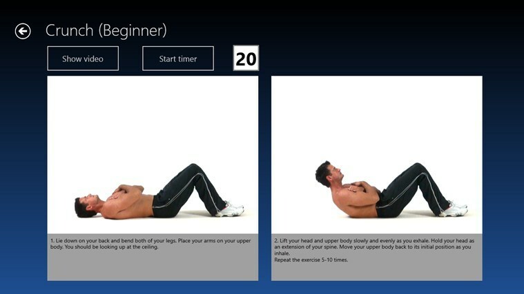 BackTrainerは、腰痛に対抗するためのWindows 8、10フィットネスアプリです。