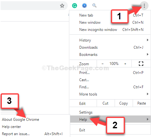 Chrome-browser Tre lodrette prikker hjælper med Googe Chrome