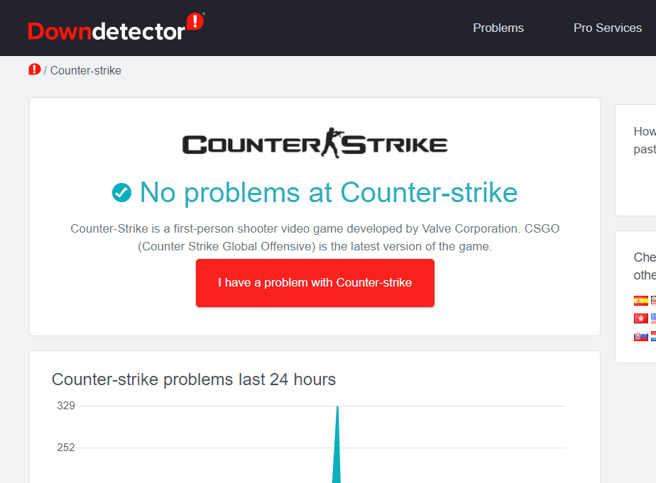 Downdetektori lehelugeja streik ei ühendu serveriga
