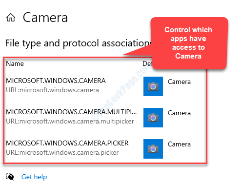Dateityp und Protokollzuordnung steuern, welche Apps Zugriff auf die Kamera haben