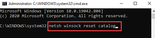 Kommandoprompt (admin) Kjør kommando for å tilbakestille Windows Winset Protocol Enter