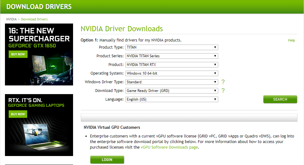 descărcare drivere nvidia nu poate descărca drivere nvidia Windows 10