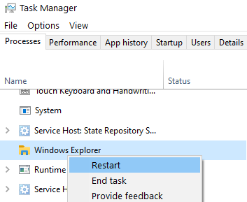 รีสตาร์ท Windows Explorer