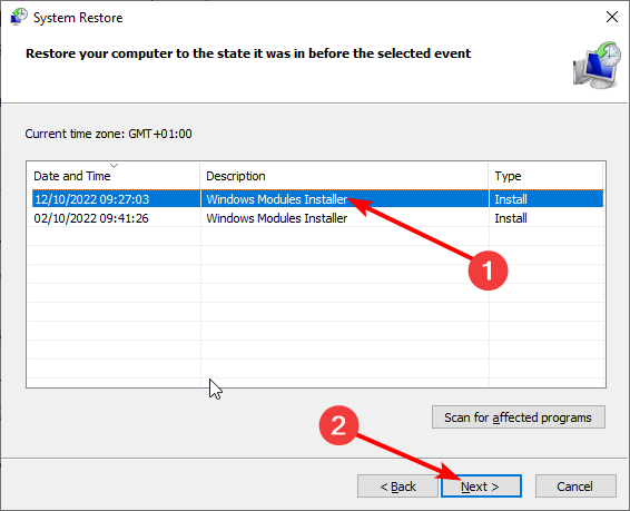 atjaunošanas punkts Accelerometerst.exe lietojumprogrammas kļūda Windows 10