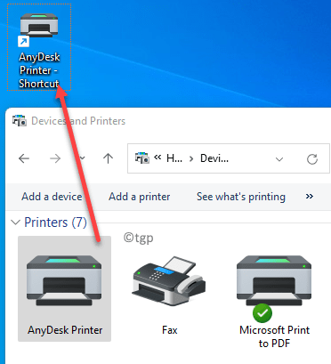 Seadmed ja printerid lohistavad soovitud printeri töölauale Min