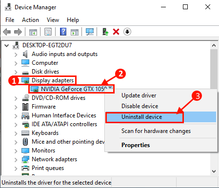 Unisntall Graphics Driver Device Manager
