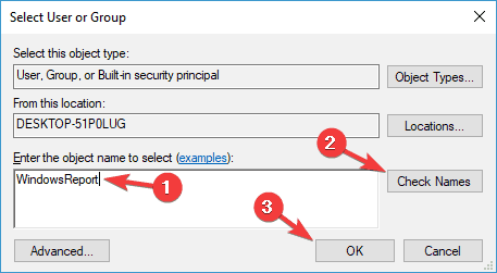 administrator error windows 10 vnesite ime predmeta, da ga izberete