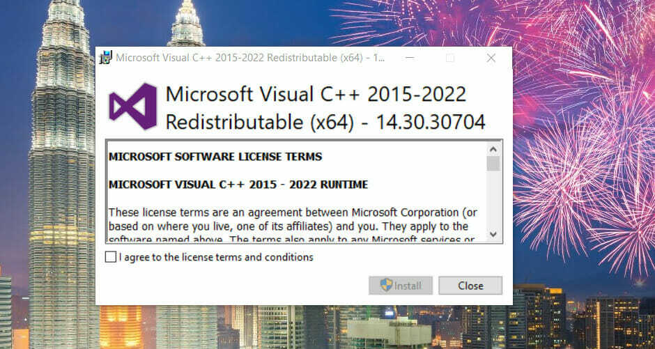 „Visual C++“ langas „Forza Horizon 5“ „Windows 11“ užstringa