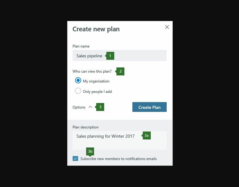 δημιουργήστε ένα νέο σχέδιο με την εφαρμογή Microsoft Planner
