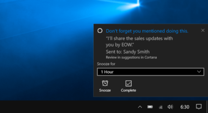 Cortana zdaj optično prebere vaša e-poštna sporočila, da ustvari opomnike