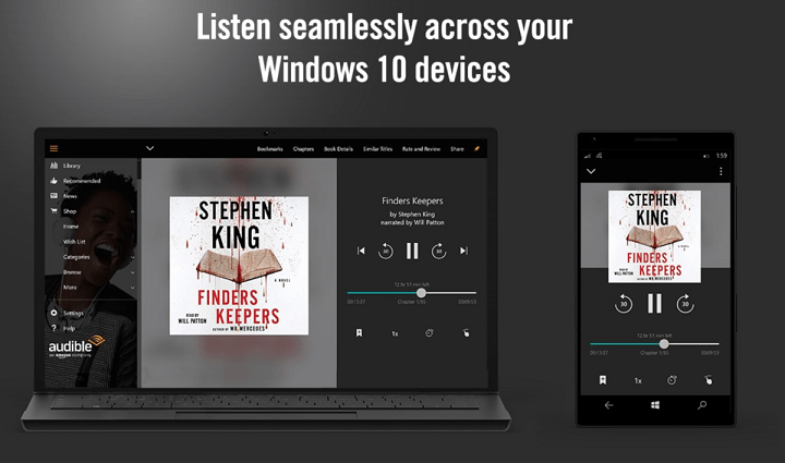 Ακούγεται τώρα για τα Windows 10 Σας επιτρέπει να κάνετε streaming Audiobooks