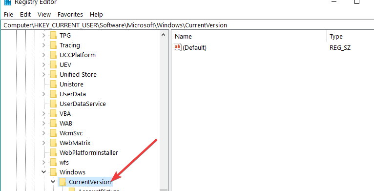 uređivač registra tekuće verzije Microsoft Windows