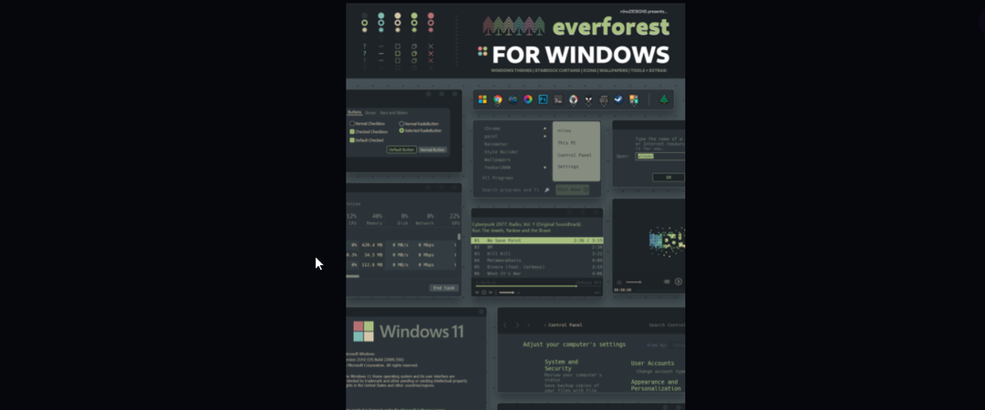 everforest Windows 11 tema