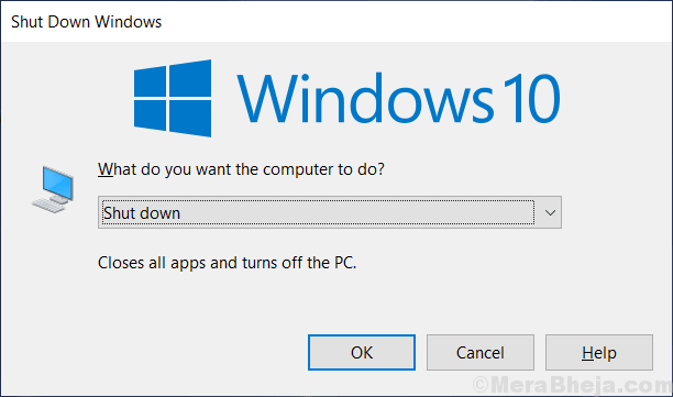 Zatvori računalo za isključivanje aplikacija Windows 10 min