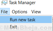 Task Manageri fail Käivita uus Task Min