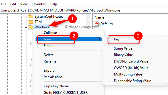 Registrierung Schlüssel erstellen Windows-Ordner Geräteinstallation Min