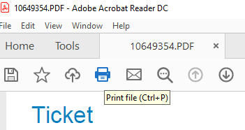 Tulosta tiedosto -painike Adobe Reader -virhe 110