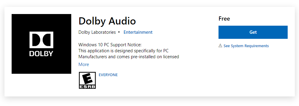 Sådan installeres Dolby Audio i Windows 10