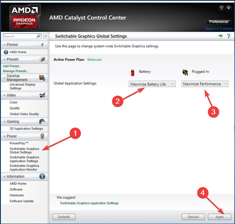 AMD globaalsed sätted, kuidas kasutada integreeritud graafikakaarti
