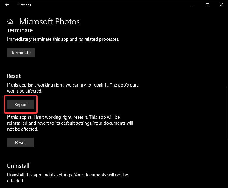 fotoğrafları onar uygulaması dosya sistemi hatası
